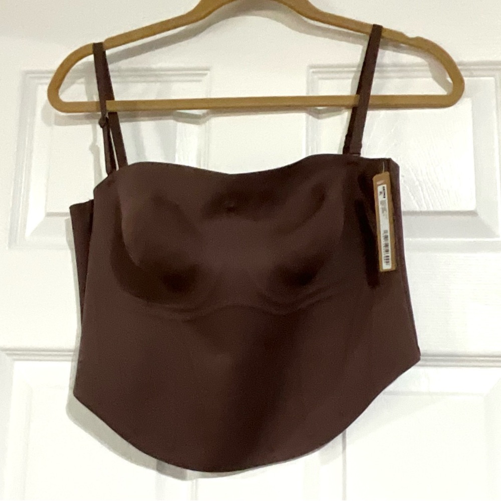 Skims Bonded Cropped Corset In Coffee Size Large New With Tags Sexy - Picture 5 of 8